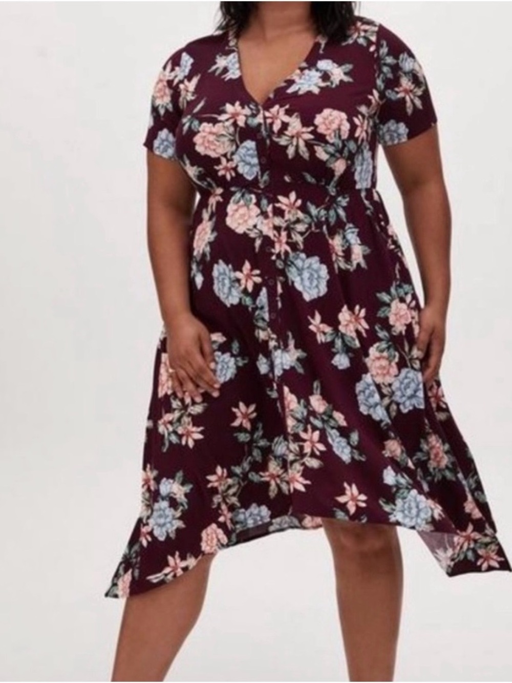 NWOT Torrid Button Front MIDI Hi-Low Dress. Size 1 (14/16)
